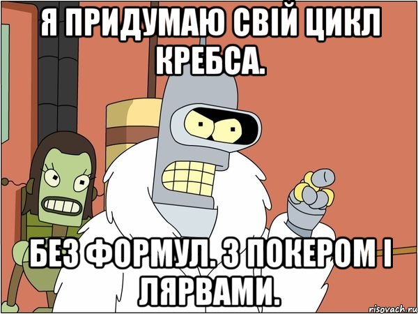 Я придумаю свій цикл Кребса. Без формул. З покером і лярвами., Мем Бендер