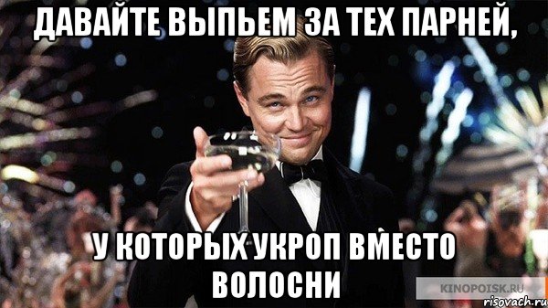 давайте выпьем за тех парней, у которых укроп вместо волосни, Мем Великий Гэтсби (бокал за тех)