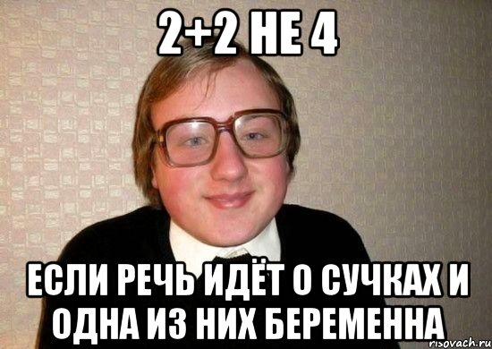 2+2 не 4 если речь идёт о сучках и одна из них беременна, Мем Ботан