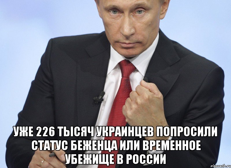  Уже 226 тысяч украинцев попросили статус беженца или временное убежище в России