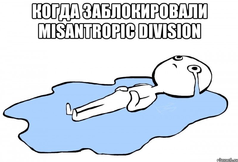 Когда заблокировали Misantropic Division , Мем   человек в луже плачет