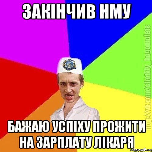 Закінчив НМУ Бажаю успіху прожити на зарплату лікаря