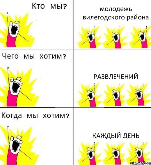 молодежь вилегодского района развлечений каждый день, Комикс Что мы хотим