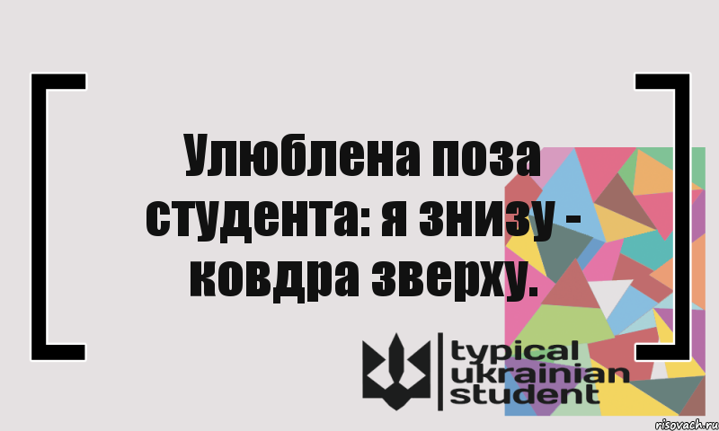 Улюблена поза студента: я знизу - ковдра зверху., Комикс цитата