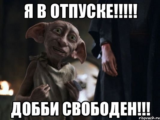 Я В ОТПУСКЕ!!!!! ДОББИ СВОБОДЕН!!!, Мем   Добби