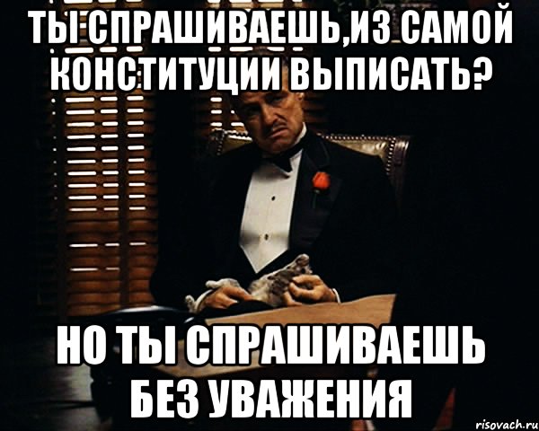 ты спрашиваешь,из самой конституции выписать? но ты спрашиваешь без уважения, Мем Дон Вито Корлеоне