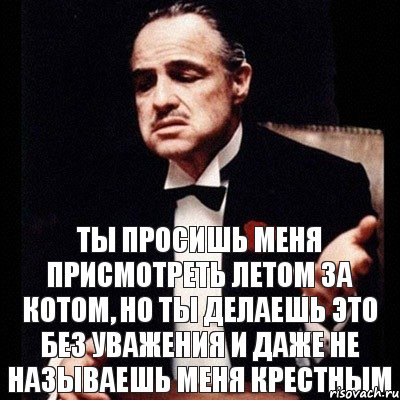 Ты просишь меня присмотреть летом за котом, но ты делаешь это без уважения и даже не называешь меня крестным, Комикс Дон Вито Корлеоне 1