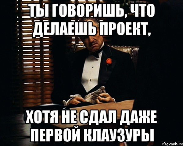 ТЫ ГОВОРИШЬ, ЧТО ДЕЛАЕШЬ ПРОЕКТ, ХОТЯ НЕ СДАЛ ДАЖЕ ПЕРВОЙ КЛАУЗУРЫ, Мем Дон Вито Корлеоне