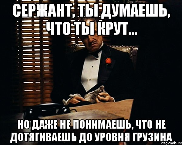 сержант, ты думаешь, что ты крут... но даже не понимаешь, что не дотягиваешь до уровня грузина, Мем Дон Вито Корлеоне