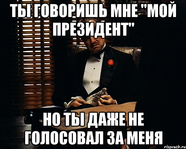 ТЫ ГОВОРИШЬ МНЕ "МОЙ ПРЕЗИДЕНТ" НО ТЫ ДАЖЕ НЕ ГОЛОСОВАЛ ЗА МЕНЯ, Мем Дон Вито Корлеоне