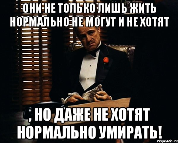 Они не только лишь жить нормально не могут и не хотят , но даже не хотят нормально умирать!, Мем Дон Вито Корлеоне