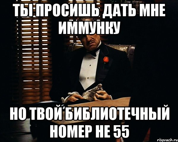 ты просишь дать мне иммунку но твой библиотечный номер не 55, Мем Дон Вито Корлеоне