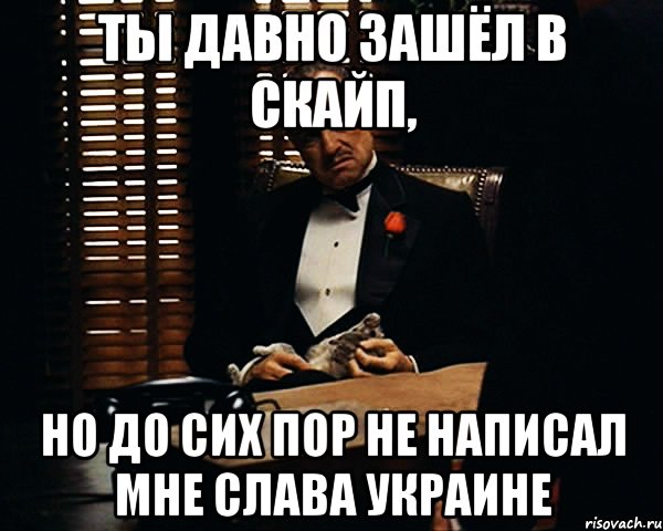 Ты давно зашёл в скайп, Но до сих пор не написал мне Слава Украине, Мем Дон Вито Корлеоне