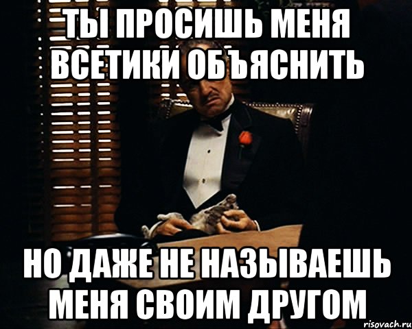 Ты просишь меня всетики объяснить но даже не называешь меня своим другом, Мем Дон Вито Корлеоне