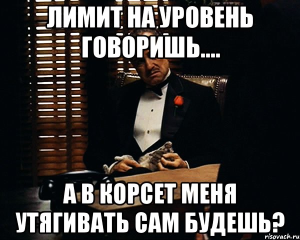 Лимит на уровень говоришь.... а в корсет меня утягивать сам будешь?, Мем Дон Вито Корлеоне