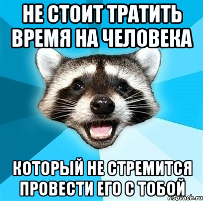 Не стоит тратить время на человека который не стремится провести его с тобой, Мем Енот-Каламбурист