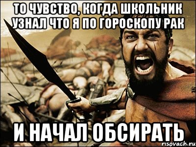 То чувство, когда школьник узнал что я по гороскопу рак и начал обсирать, Мем Это Спарта