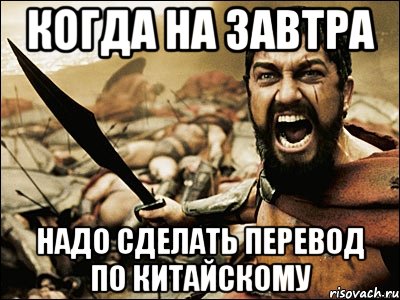 Когда на завтра Надо сделать перевод по китайскому, Мем Это Спарта