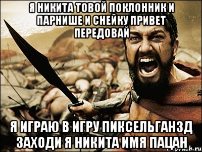 Я никита товой поклонник и парнише и снейку привет передовай я играю в игру пиксельган3д заходи я никита имя пацан, Мем Это Спарта