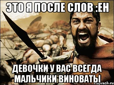 Это я после слов :Ен Девочки у вас всегда мальчики виноваты, Мем Это Спарта