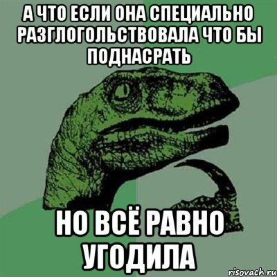 А что если она специально разглогольствовала что бы поднасрать но всё равно угодила, Мем Филосораптор