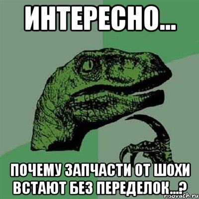 интересно... почему запчасти от шохи встают без переделок...?, Мем Филосораптор