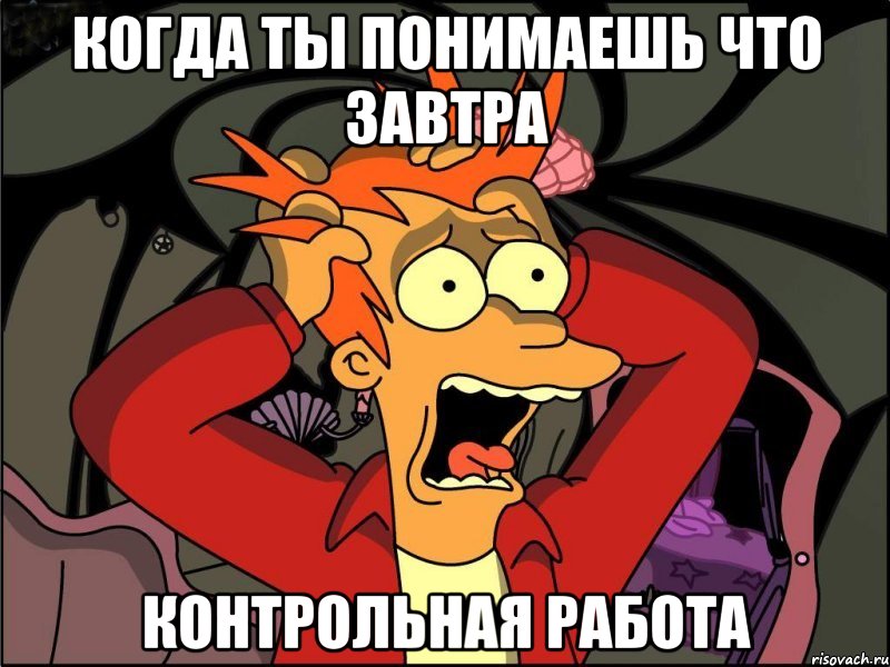 когда ты понимаешь что завтра контрольная работа, Мем Фрай в панике