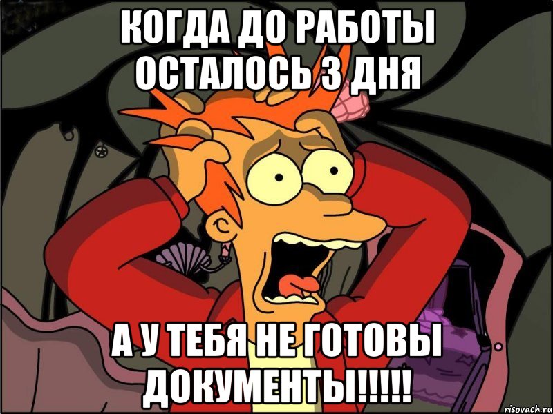 когда до работы осталось 3 дня а у тебя не готовы документы!!!!!, Мем Фрай в панике