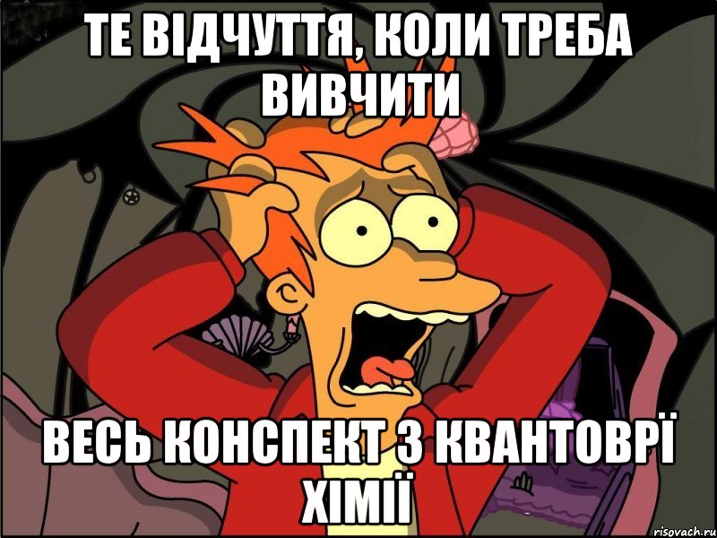 Те відчуття, коли треба вивчити ВЕСЬ КОНСПЕКТ З КВАНТОВРЇ ХІМІЇ, Мем Фрай в панике