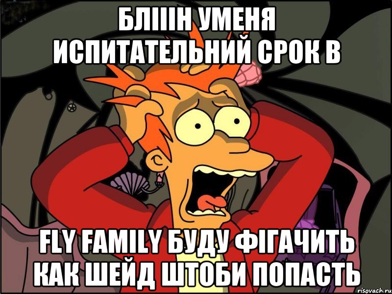 Блііін Уменя Испитательний Срок В Fly Family Буду фігачить как шейд штоби попасть, Мем Фрай в панике