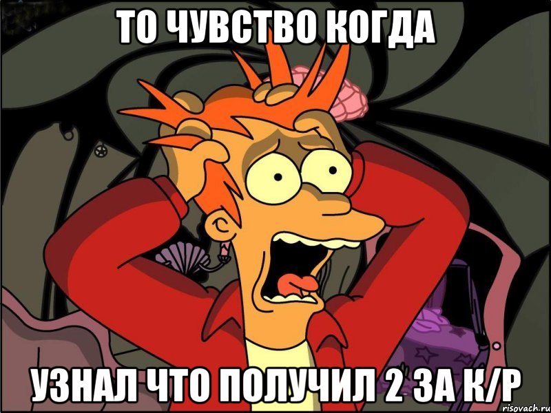 То чувство когда узнал что получил 2 за к/р, Мем Фрай в панике