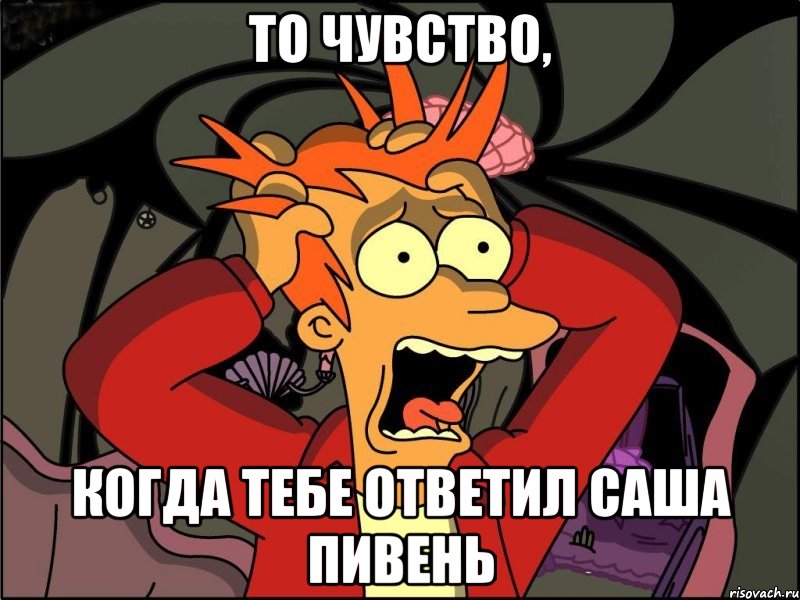 то чувство, когда тебе ответил Саша Пивень, Мем Фрай в панике