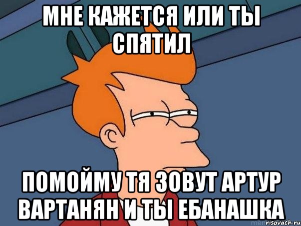 мне кажется или ты спятил помойму тя зовут артур вартанян и ты ебанашка, Мем  Фрай (мне кажется или)