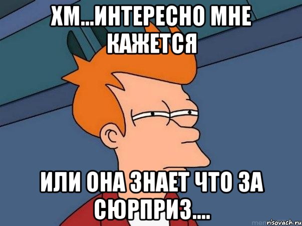 ХМ...ИНТЕРЕСНО МНЕ КАЖЕТСЯ ИЛИ ОНА ЗНАЕТ ЧТО ЗА СЮРПРИЗ...., Мем  Фрай (мне кажется или)