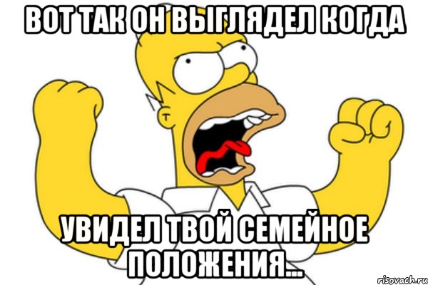 Вот так он выглядел когда увидел твой семейное положения..., Мем Разъяренный Гомер