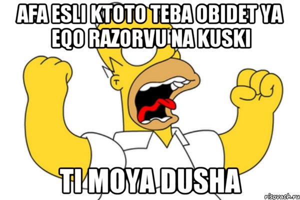 AFA esli ktoto teba obidet ya eqo razorvu na kuski Ti moya dusha, Мем Разъяренный Гомер