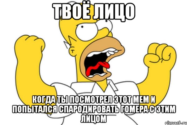 Твоё лицо Когда ты посмотрел этот мем и попытался спародировать Гомера с этим лицом, Мем Разъяренный Гомер