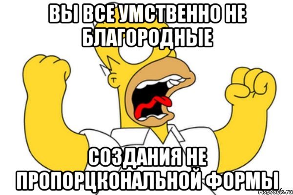 Вы все умственно не благородные Создания не пропорцкональной формы, Мем Разъяренный Гомер