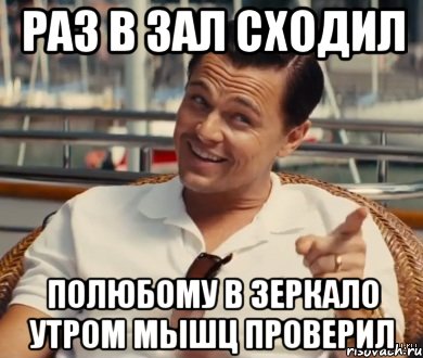 Раз в зал сходил Полюбому в зеркало утром мышц проверил