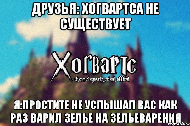 друзья: Хогвартса не существует Я:простите не услышал вас как раз варил зелье на зельеварения, Мем Хогвартс