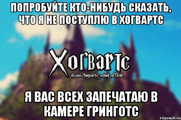 Попробуйте кто-нибудь сказать, что я не поступлю в Хогвартс Я вас всех запечатаю в камере Гринготс, Мем Хогвартс