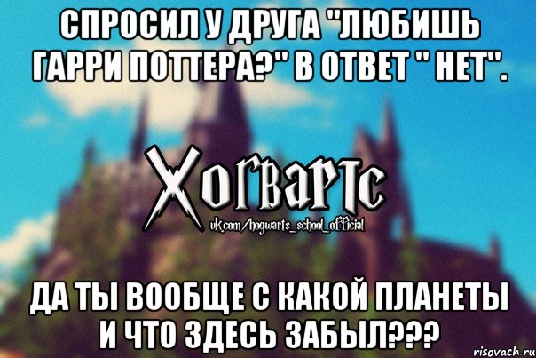 Спросил у друга "любишь Гарри Поттера?" В ответ " нет". Да ты вообще с какой планеты и что здесь забыл???, Мем Хогвартс