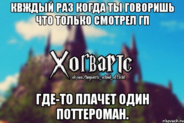 Квждый раз когда ты говоришь что только смотрел ГП Где-то плачет один поттероман., Мем Хогвартс