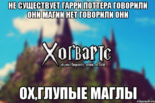 Не существует Гарри Поттера говорили они Магии нет говорили они Ох,глупые маглы, Мем Хогвартс