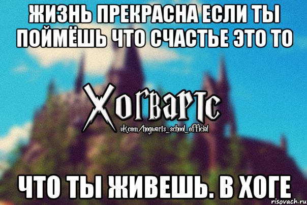 Жизнь прекрасна если ты поймёшь что счастье это то что ты живешь. В Хоге, Мем Хогвартс