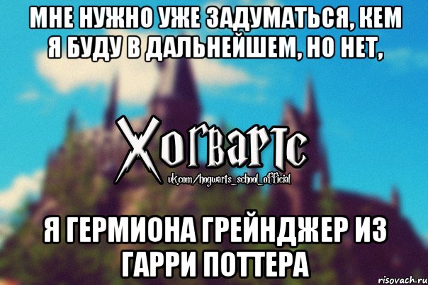 Мне нужно уже задуматься, кем я буду в дальнейшем, но нет, я Гермиона Грейнджер из Гарри Поттера, Мем Хогвартс