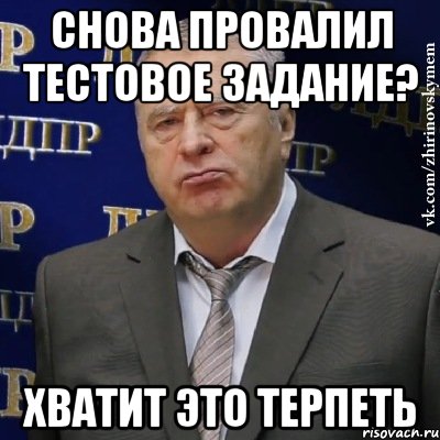 Снова провалил тестовое задание? Хватит это терпеть, Мем Хватит это терпеть (Жириновский)