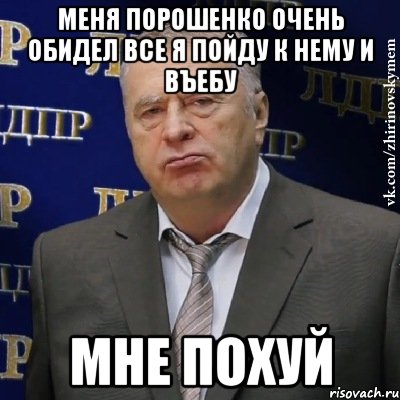 МЕНЯ ПОРОШЕНКО ОЧЕНЬ ОБИДЕЛ ВСЕ Я ПОЙДУ К НЕМУ И ВЪЕБУ МНЕ ПОХУЙ, Мем Хватит это терпеть (Жириновский)