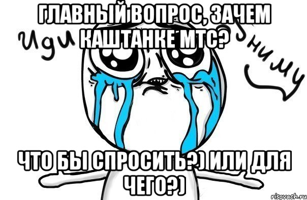 Главный вопрос, зачем каштанке МТС? Что бы спросить?) или для чего?), Мем Иди обниму