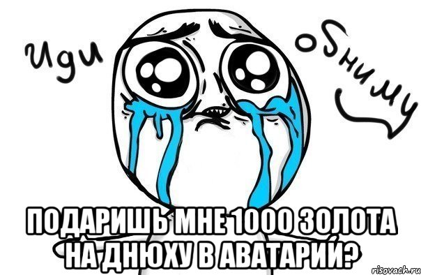  Подаришь мне 1000 золота на днюху в аватарии?, Мем Иди обниму